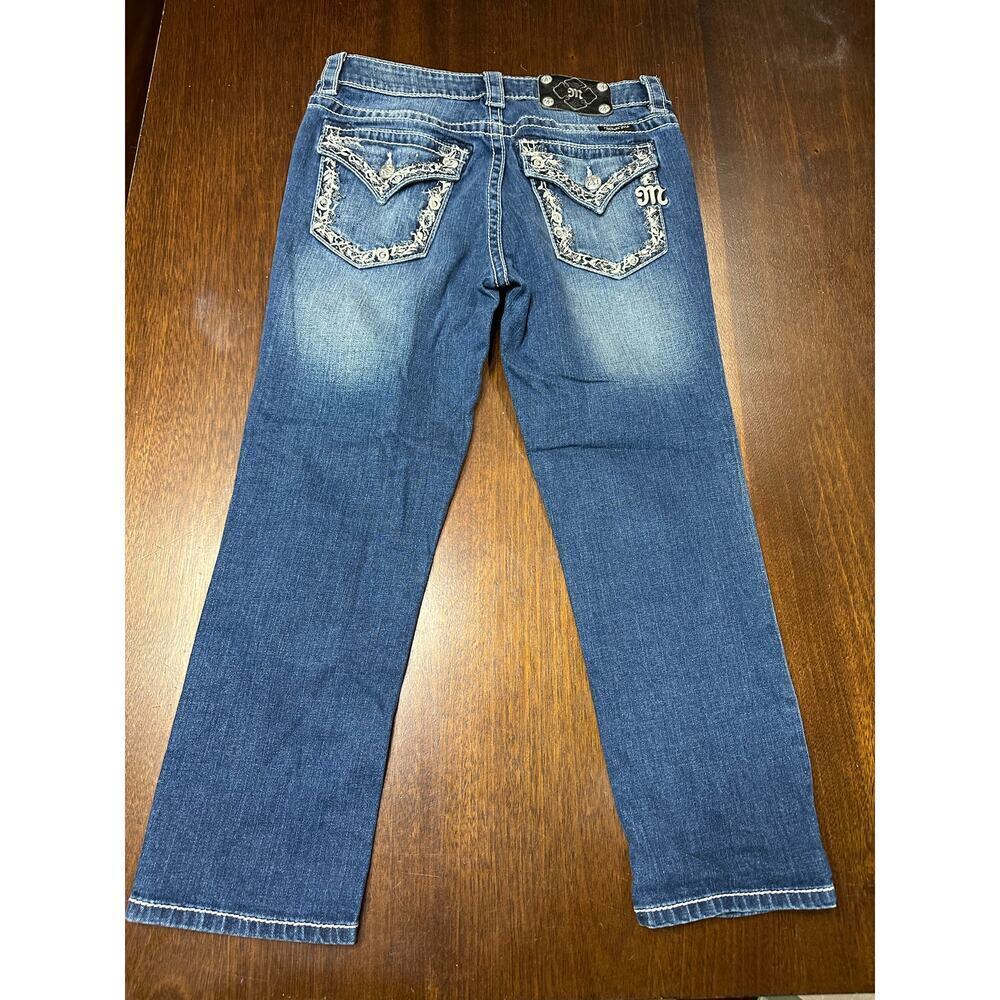 Miss me Boyfriend Capri Jeans Women 26 Western Cowgirl Bedazzled Glam Jewels - Picture 4 of 9